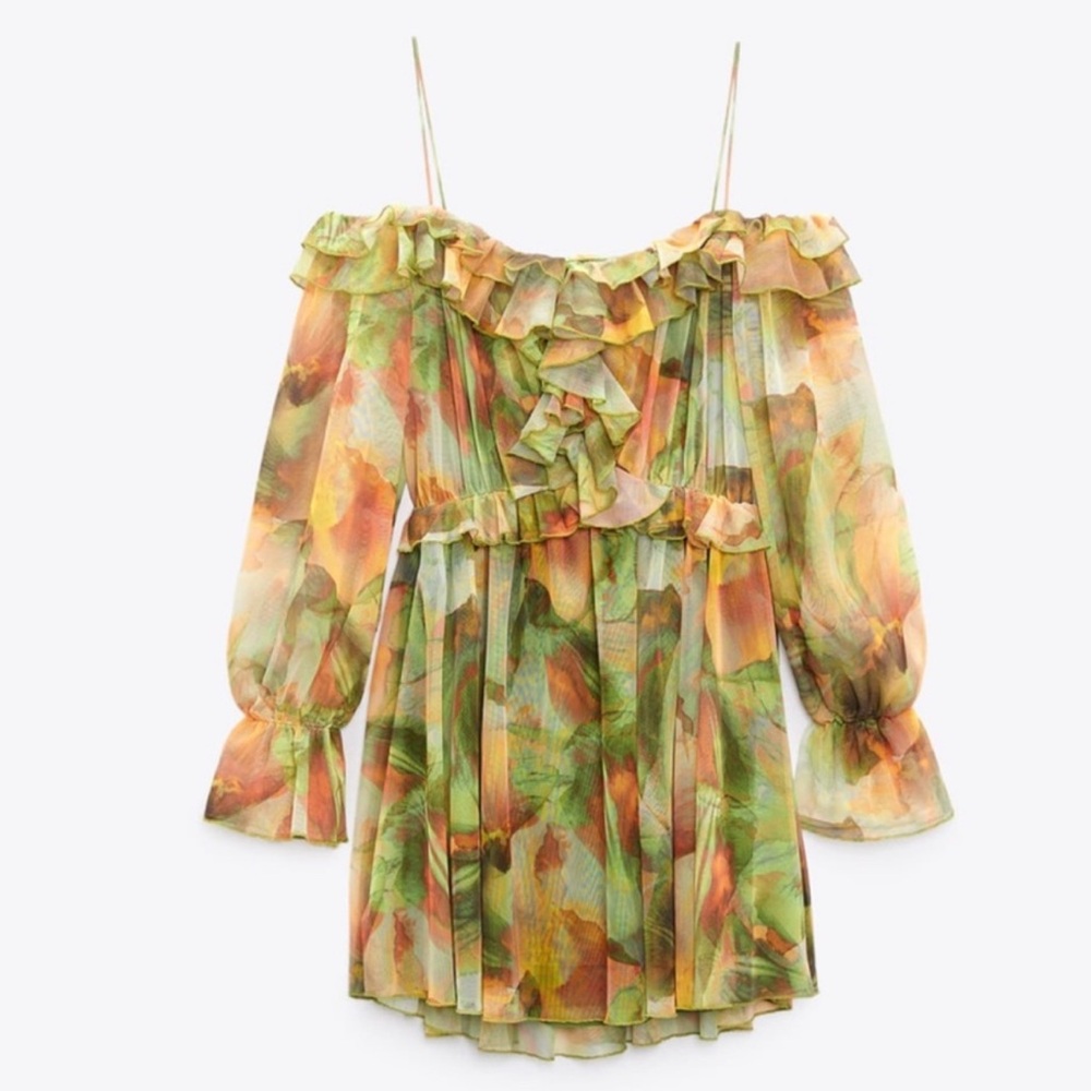 Zara Floral Off-Shoulder Dress